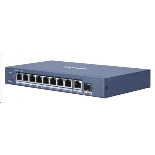 HIKVISION DS-3E0510P-E (8+2), switch 8xGb PoE + 1x Gb uplink RJ-45 + 1x Gb uplink SFP, 110W