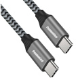 PREMIUMCORD Kabel USB-C M/M, 100W 20V/5A 480Mbps bavlněný oplet, 1,5m