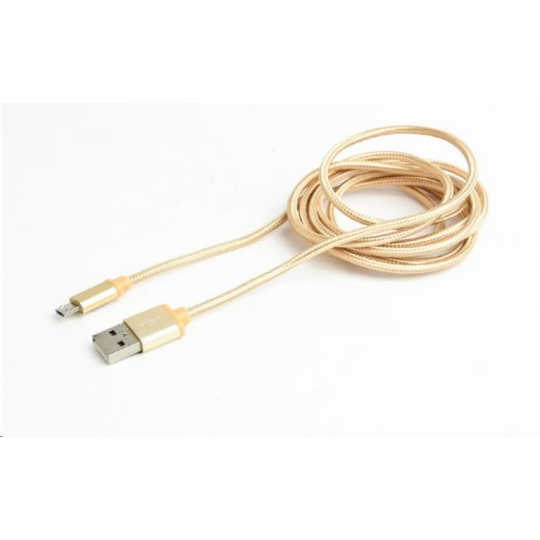 GEMBIRD Kabel USB A Male/Micro B Male 2.0, 1,8m, opletený, zlatý, blister