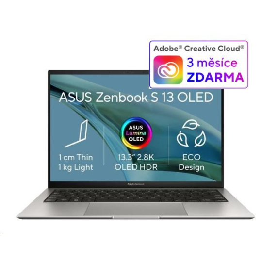 ASUS NTB Zenbook S (UX5304VA-OLED075W), i7-1355U, 13.3" 2880x1800, 16GB, 1TB SSD,Iris Xe, W11 Home, Gray