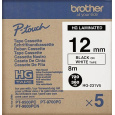 BROTHER HGE-231V5 Labelling Supplies, 12mm Black/White (5 pcs Pack) High Grade Tape