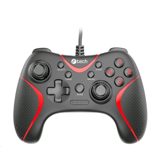 C-TECH gamepad Theon pro PC/PS3, 2 programovatelná makro tlačítka, 2x analog, X-input, vibrační, 1,8m kab