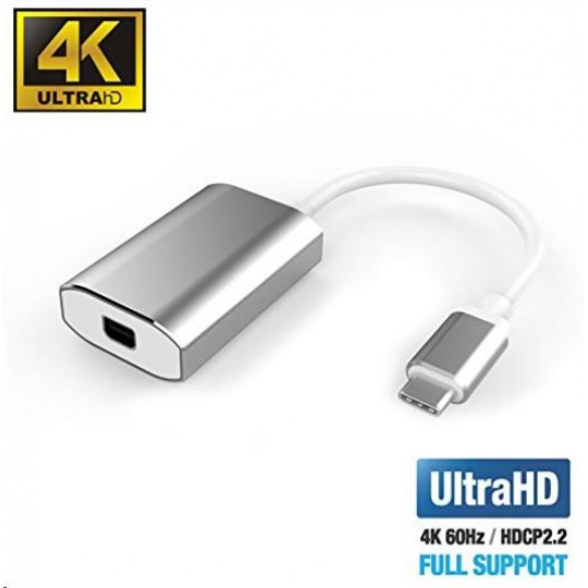 PremiumCord Adaptér USB-C na mini DisplayPort, rozlišení 4K*2K@60Hz