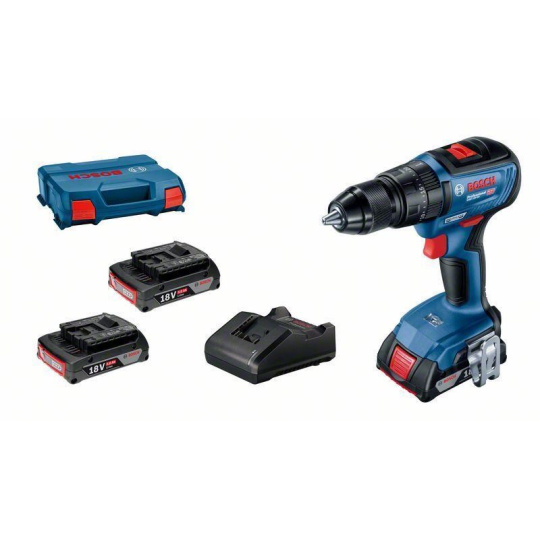 Bosch GSB 18V-50 + 3× GBA 2,0Ah + GAL 18V-20 v L-Case profesionální sada