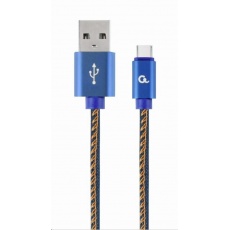 GEMBIRD Kabel USB 2.0 AM na Type-C kabel (AM/CM), 1m, opletený, jeans, blister, PREMIUM QUALITY