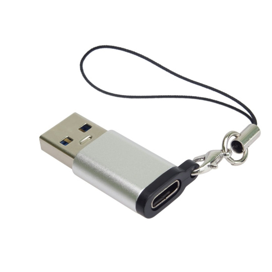 PremiumCord Adaptér USB3.0 A male - USB-C Female, stříbrná s očkem na zavěšení