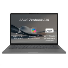 ASUS NTB Zenbook A14 (UX3407RA-OLED027X), X1E-78-100, 14" 1920 x 1200, 16GB, 1TB SSD, Adreno, W11 Pro, Gray