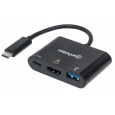 MANHATTAN multifunkční převodník z USB 3.1 type C Male na HDMI, USB 3.0 A a USB C Females