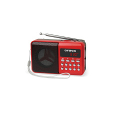 Orava RP-141 R přenosný rádiopřijímač, micro SD, USB vstup, výstup na sluchátka, displej, FM rádio, anténa, červená