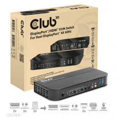 Club3D síťový přepínač - Switch, DP/HDMI KVM Switch - Dual DP 4K 60Hz