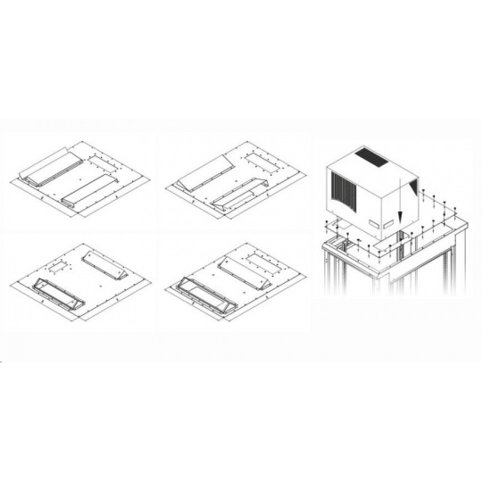 TRITON montážní redukce ke klimatizaci X3 a X4 do hloubky rozvaděče 600 x 1000 mm, šedá