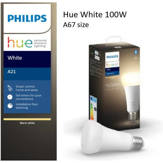 PHILIPS Hue White žárovka 15.5W E27 A67 DIM