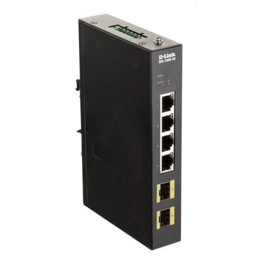 D-Link DIS-100G-6S Průmyslový Gigabit unmanaged switch, 4x GbE, 2x SFP, DIN